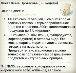 Описание диеты Кима Протасова